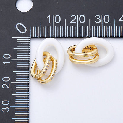 16K Gold Filled 16mm White Double Micro Paved CZ Oval Interlocking Link Findings | Findings-00034