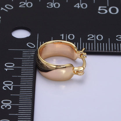 16K Gold Filled 16mm Wide Chubby Dome French Lock Latch Earrings Silver | AD842