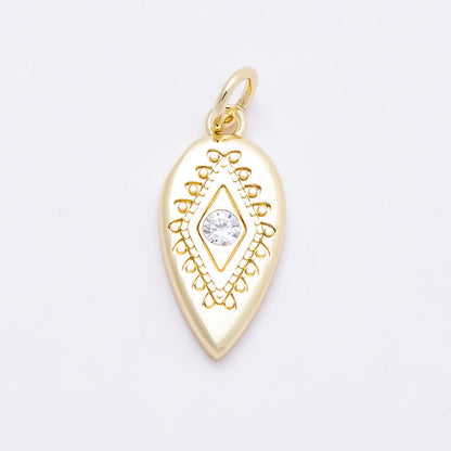 16K Gold Filled 17.5mm Clear CZ Evil Eye Artisan Sphere Arrow Charm | Charms-00857