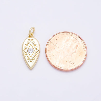 16K Gold Filled 17.5mm Clear CZ Evil Eye Artisan Sphere Arrow Charm | Charms-00857