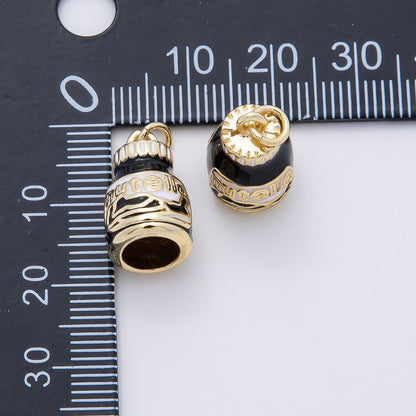 16K Gold Filled 17mm Chocolate Jar Enamel 3D Multidimensional Charm | Charms-01108