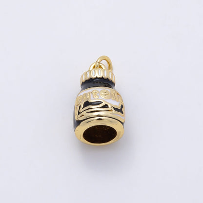 16K Gold Filled 17mm Chocolate Jar Enamel 3D Multidimensional Charm | Charms-01108