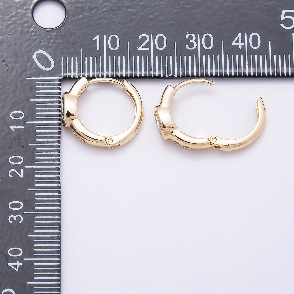 16K Gold Filled 17mm Clear CZ Oval Dotted Huggie Earrings | Earrings-00412