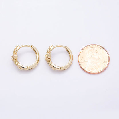 16K Gold Filled 17mm Clear CZ Religious Passion Cross Huggie Earrings | Earrings-00446