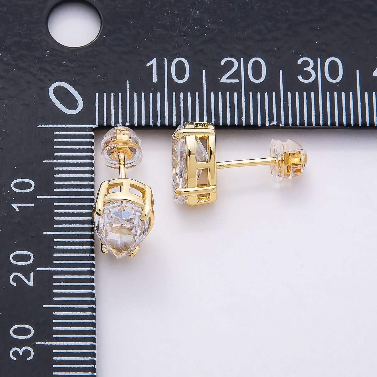 16K Gold Filled 17mm Clear CZ Teardrop Stud Earrings in Gold &amp; Silver | Earrings-00374 Earrings-00375