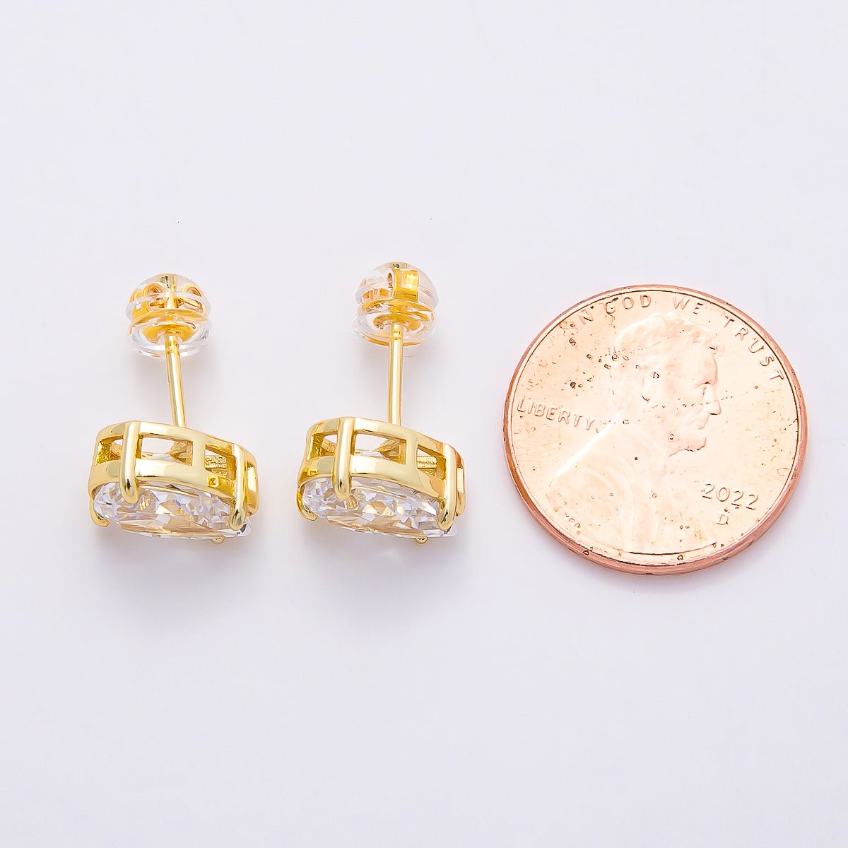 16K Gold Filled 17mm Clear CZ Teardrop Stud Earrings in Gold &amp; Silver | Earrings-00374 Earrings-00375