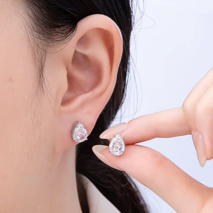 16K Gold Filled 17mm Clear CZ Teardrop Stud Earrings in Gold &amp; Silver | Earrings-00374 Earrings-00375