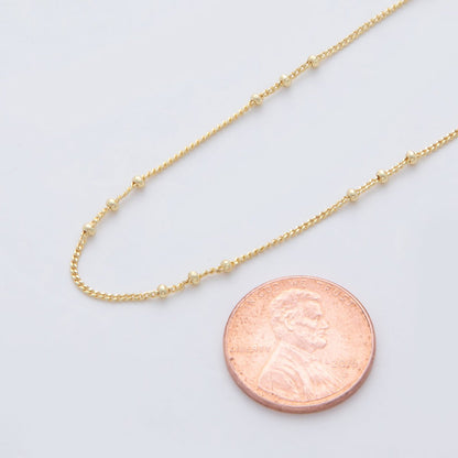 16K Gold Filled 1.7mm Curb Satellite Unfinished Chain by Yard | Roll-1564