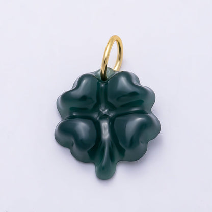 16K Gold Filled 17mm Green Aventurine Gemstone Lucky Clover Charm | Charms-01476