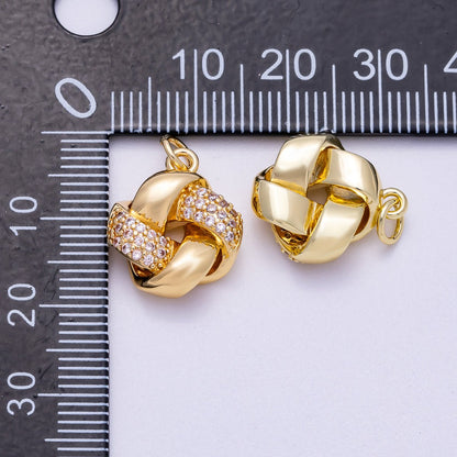 16K Gold Filled 17mm Micro Paved CZ Geometric Knot Round Charm | Charms-00576