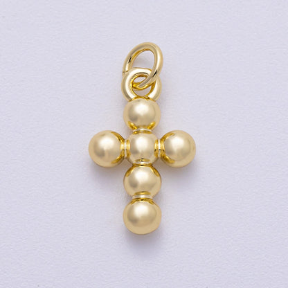 16K Gold Filled 17mm Minimalist Bubble Round Cross Charm | Charms-00498