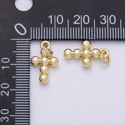 16K Gold Filled 17mm Minimalist Bubble Round Cross Charm | Charms-00498