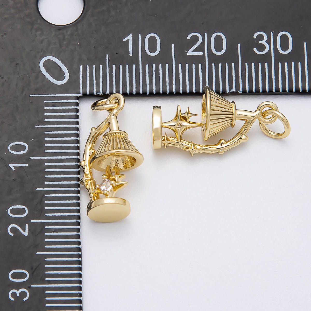 16K Gold Filled 18mm CZ Celestial Star Desk Lamp 3D Multidimensional Charm | Charms-00457