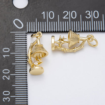 16K Gold Filled 18mm CZ Celestial Star Desk Lamp 3D Multidimensional Charm | Charms-00457
