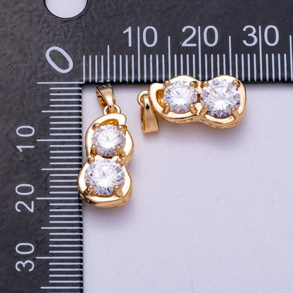 16K Gold Filled 18mm Clear CZ Peanut Nut Snack Food Pendant | Charms-00581