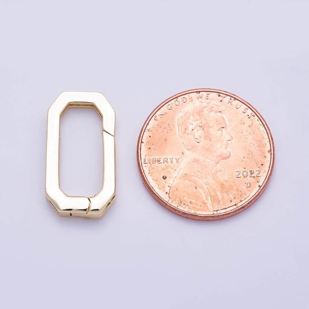 16K Gold Filled 18mm Micro Paved CZ Edged Oblong Push Gate Enhancer Findings in Gold &amp; Silver | Findings-00428 Findings-00429