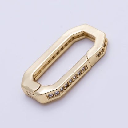 16K Gold Filled 18mm Micro Paved CZ Edged Oblong Push Gate Enhancer Findings in Gold &amp; Silver | Findings-00428 Findings-00429