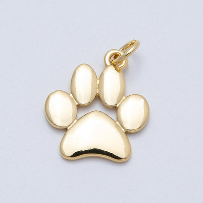 16K Gold Filled 18mm Minimalist Animal Pet Paw Print Charm | Charms-00474