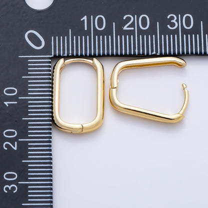 16K Gold Filled 18mm Minimalist Oblong Rectangle Hoop | Earrings-00646