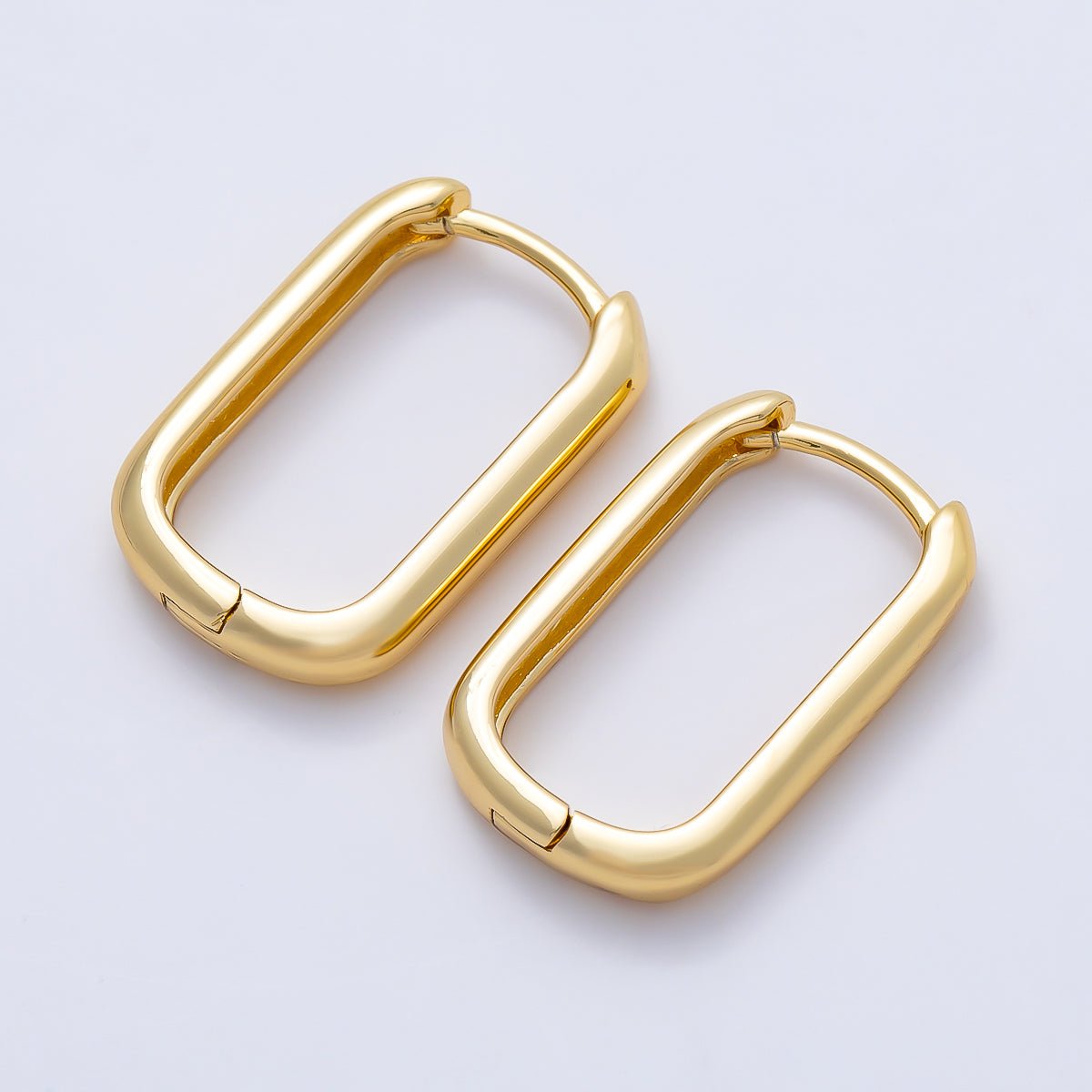 16K Gold Filled 18mm Minimalist Oblong Rectangle Hoop | Earrings-00646