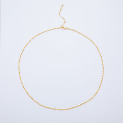 16K Gold Filled 1.8mm Minimalist Scroll Chain 17.5 Inch Necklace | WA-3263