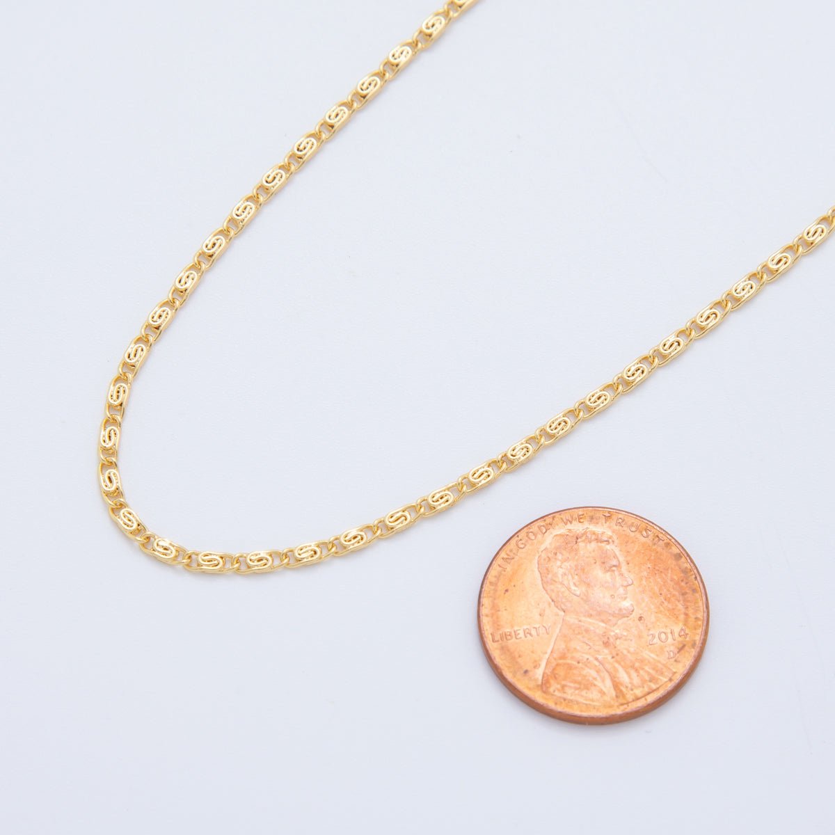 16K Gold Filled 1.8mm Minimalist Scroll Chain 17.5 Inch Necklace | WA-3263
