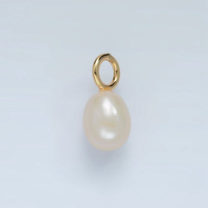16K Gold Filled 18mm White Freshwater Pearl Drop Pendant | P1868