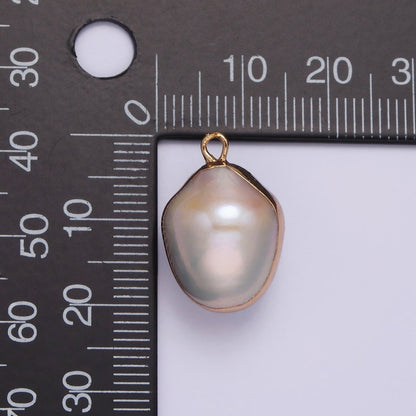 16K Gold Filled 19.5mm Cream Freshwater Pearl Abstract Dipped Charm | P1616