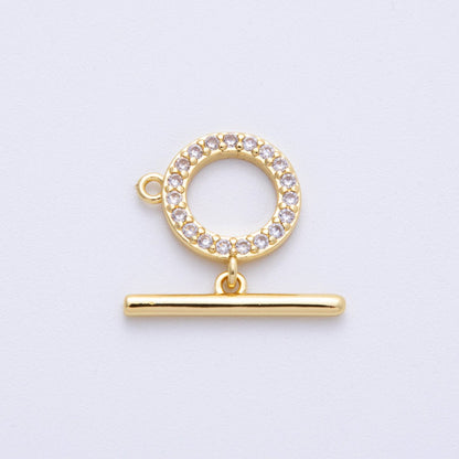 16K Gold Filled 19mm Micro Paved CZ Round Loop Toggle Clasp Finding | Findings-00028