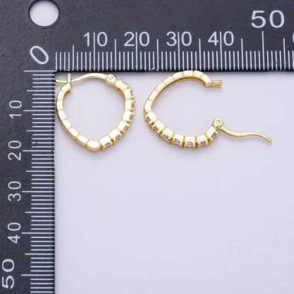 16K Gold Filled 19mm Micro Paved CZ V-Shape Latch Hoop | Earrings-00710