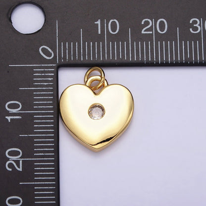 16K Gold Filled 19mm Mini Clear CZ Heart Add-On Charm | AC1169