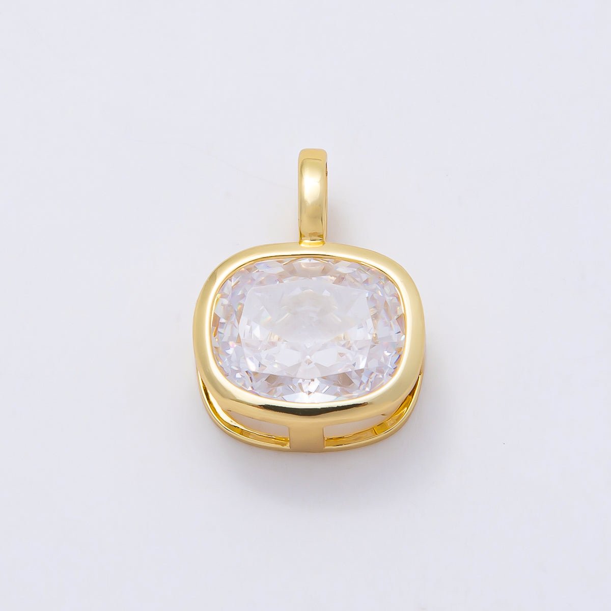 16K Gold Filled 19mm Rounded Baguette CZ Bezel Pendant | Charms-01041