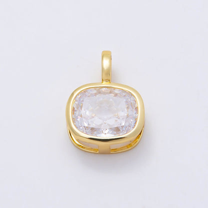 16K Gold Filled 19mm Rounded Baguette CZ Bezel Pendant | Charms-01041