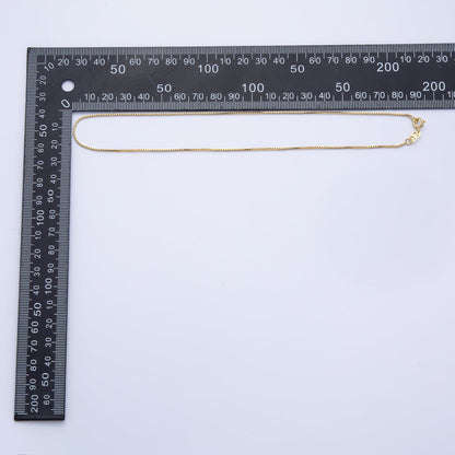 16K Gold Filled 1mm Minimalist Box Chain 16 Inch Choker Necklace | WA-04188