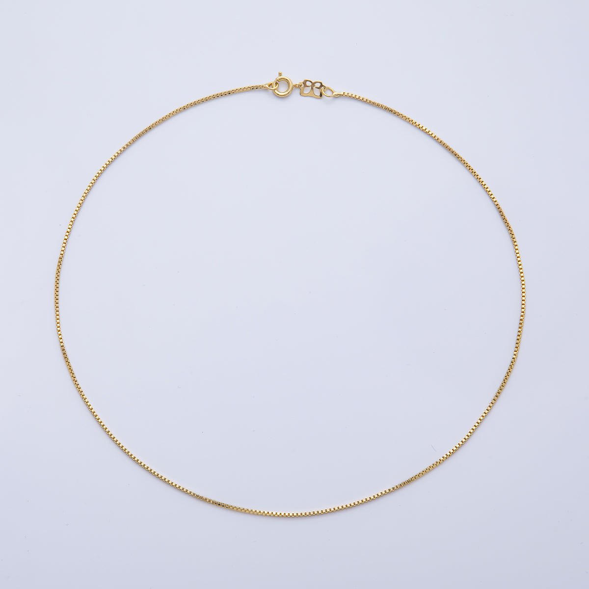 16K Gold Filled 1mm Minimalist Box Chain 16 Inch Choker Necklace | WA-04188