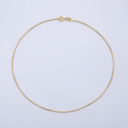 16K Gold Filled 1mm Minimalist Box Chain 16 Inch Choker Necklace | WA-04188