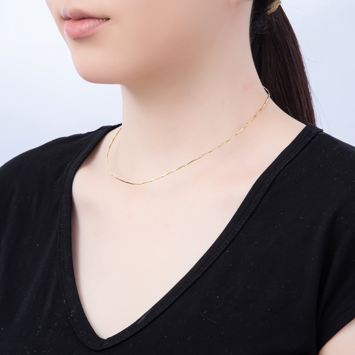 16K Gold Filled 1mm Twist Snake Chain 16 Inch Necklace in Gold &amp; Silver | WA-04474 WA-04475