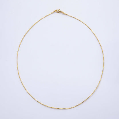 16K Gold Filled 1mm Twist Snake Chain 16 Inch Necklace in Gold &amp; Silver | WA-04474 WA-04475