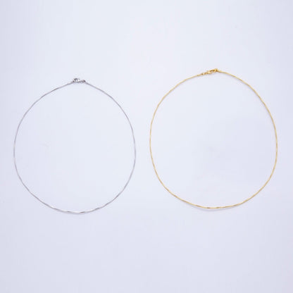 16K Gold Filled 1mm Twist Snake Chain 16 Inch Necklace in Gold &amp; Silver | WA-04474 WA-04475