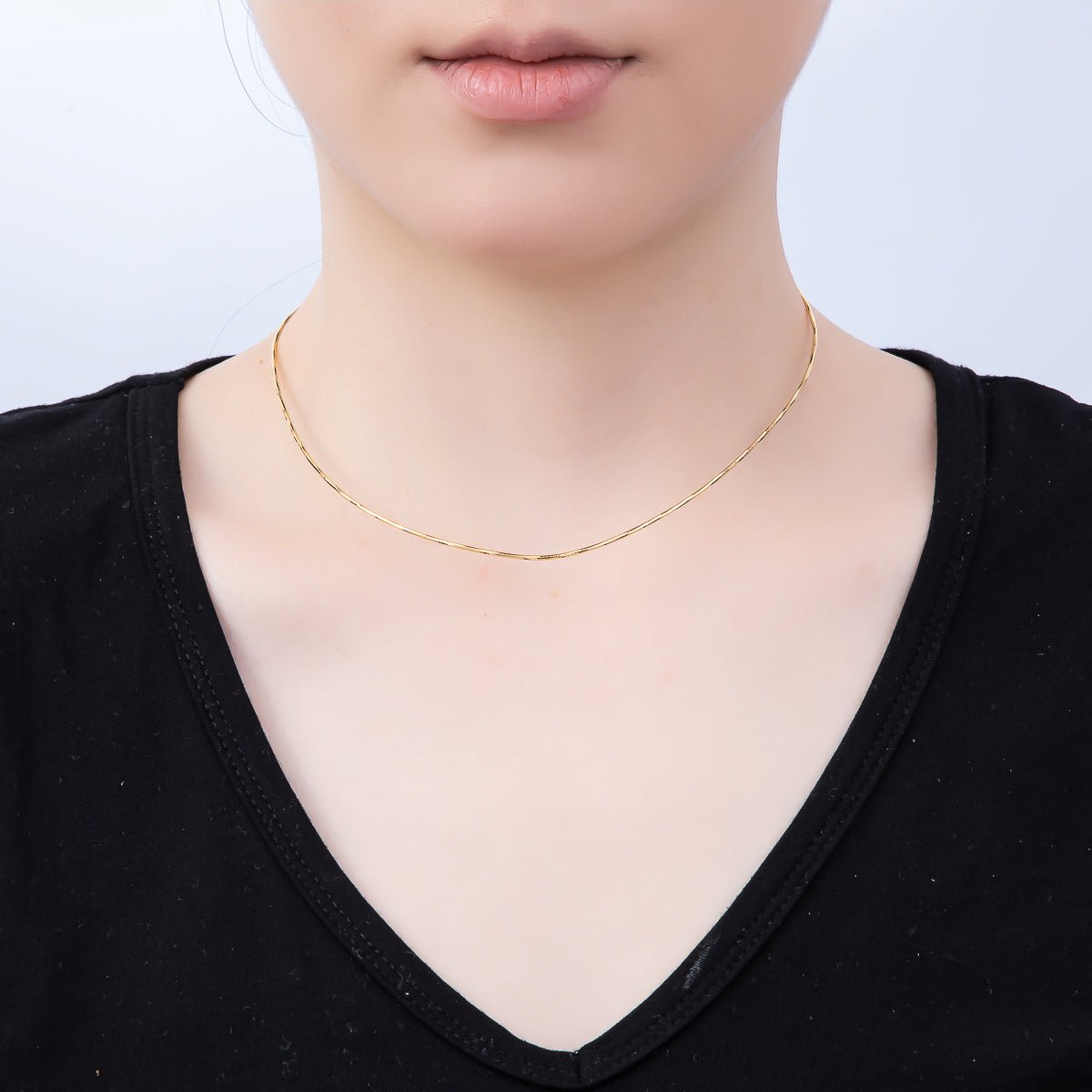 16K Gold Filled 1mm Twist Snake Chain 16 Inch Necklace in Gold &amp; Silver | WA-04474 WA-04475