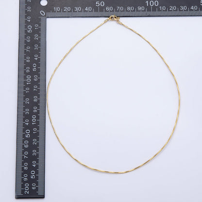 16K Gold Filled 1mm Twist Snake Chain 16 Inch Necklace in Gold &amp; Silver | WA-04474 WA-04475