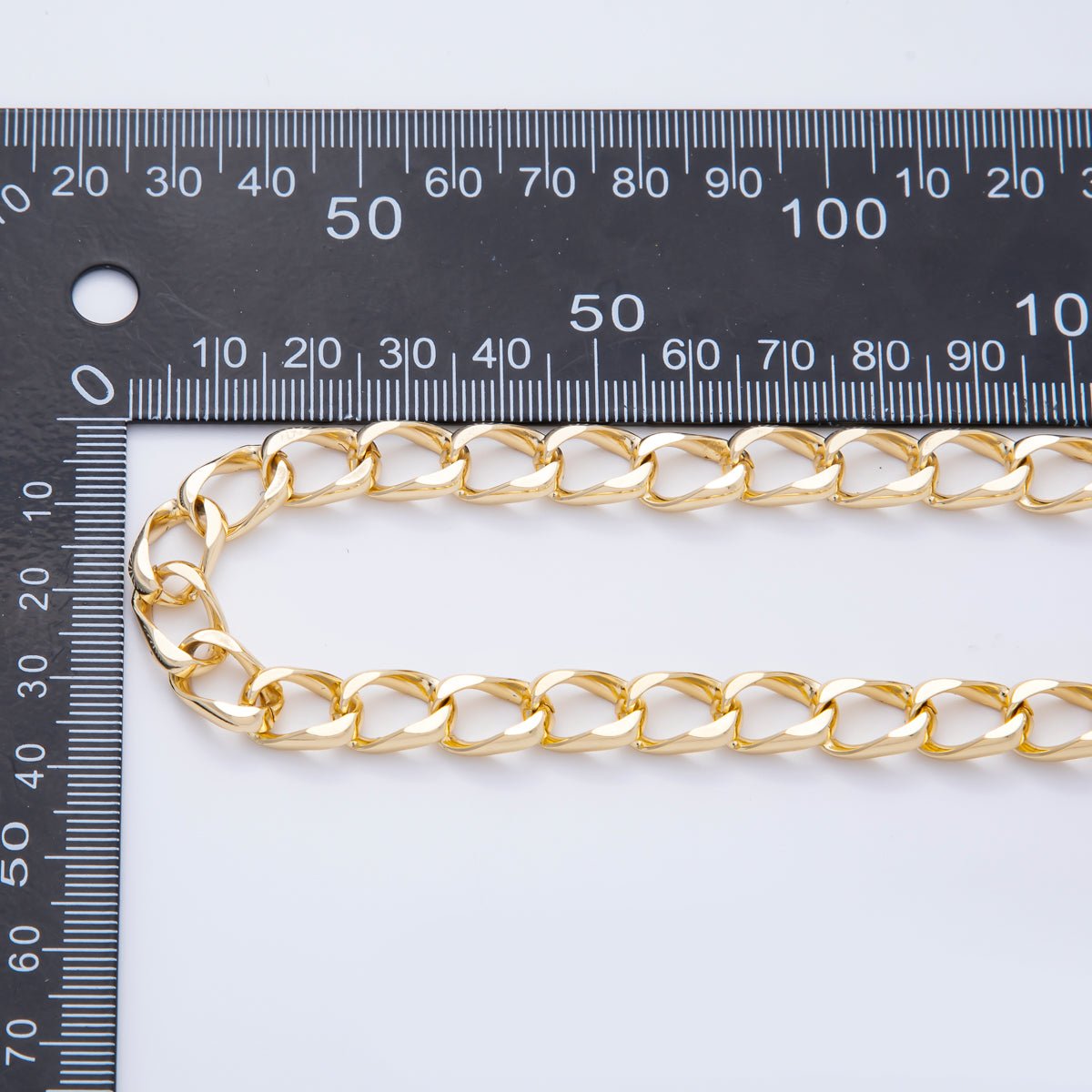 16K Gold Filled 13mm x 9mm Unfinished Big Curb Oval Textured Designed Chain by Yard | ROLL-1689