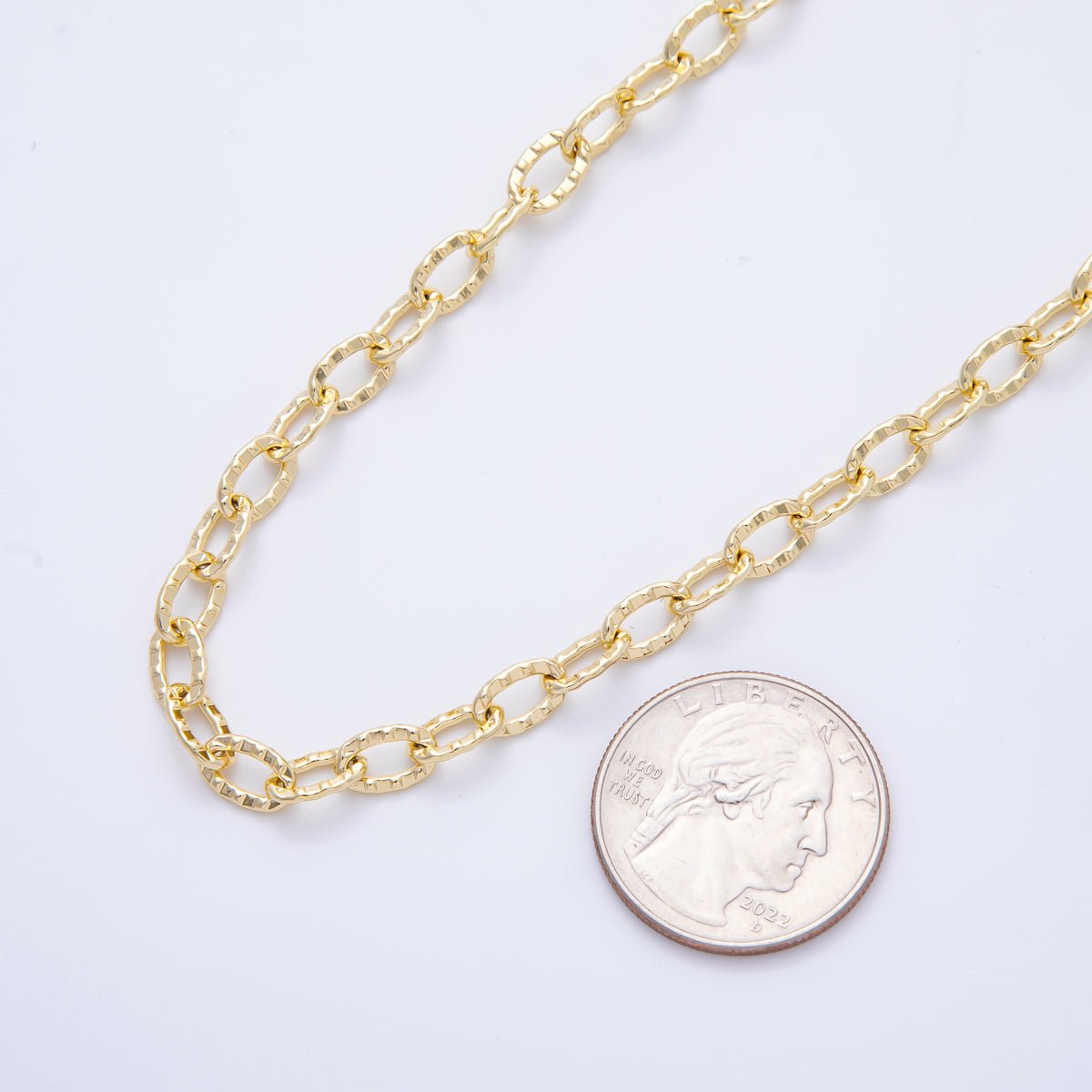 16K Gold Filled 8mm x 5mm Unfinished Dainty Cable Rolo Chain by Yard | ROLL-1697