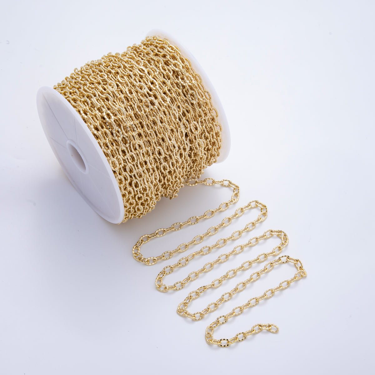 16K Gold Filled 8mm x 5mm Unfinished Dainty Cable Rolo Chain by Yard | ROLL-1697