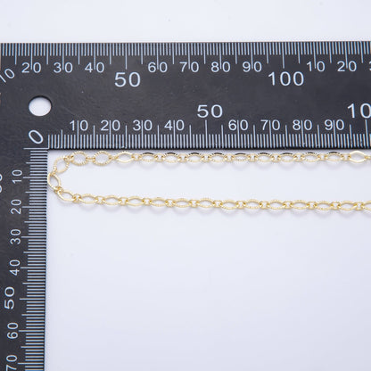 16K Gold Filled 6mm x 4mm Unfinished Oval Sunburst Rolo Chain by Yard | ROLL-1698
