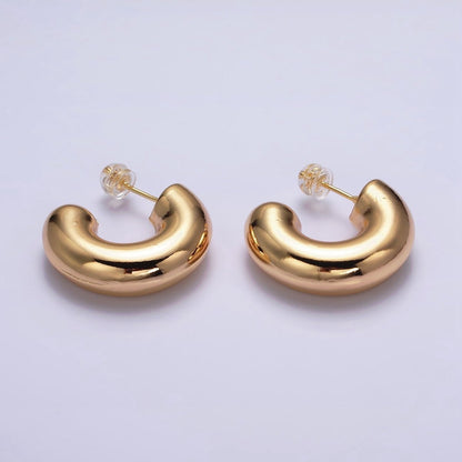 16K Gold Filled 20mm Chubby C-Shaped Hoop Earrings | AE-086