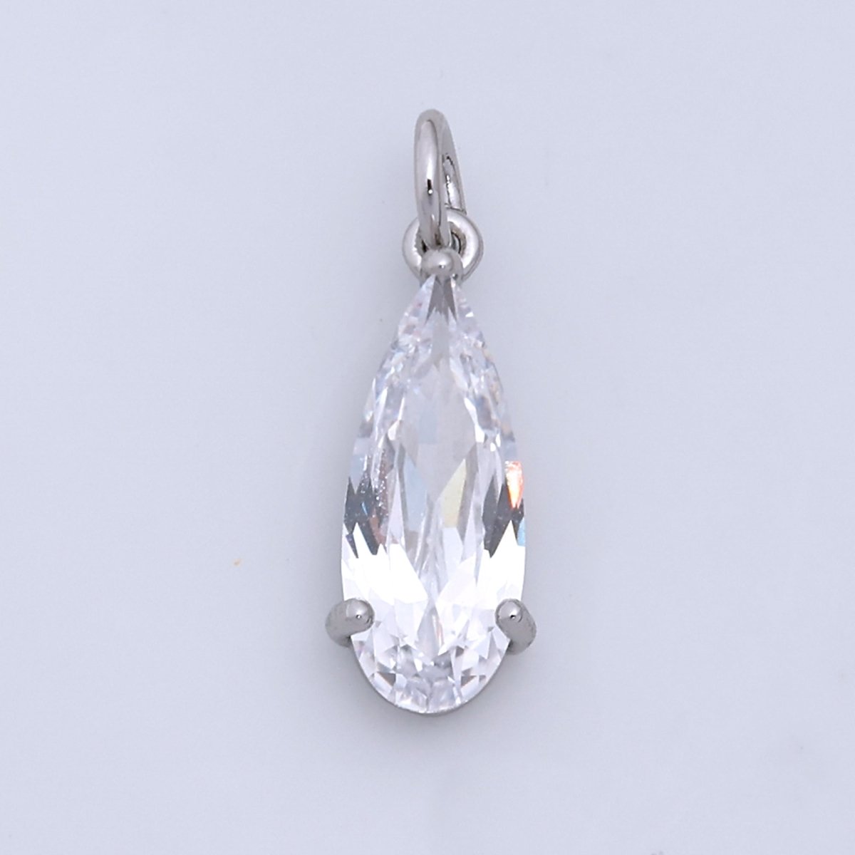 16K Gold Filled 20mm Clear CZ Teardrop Add-On Charm in Gold &amp; Silver | N963
