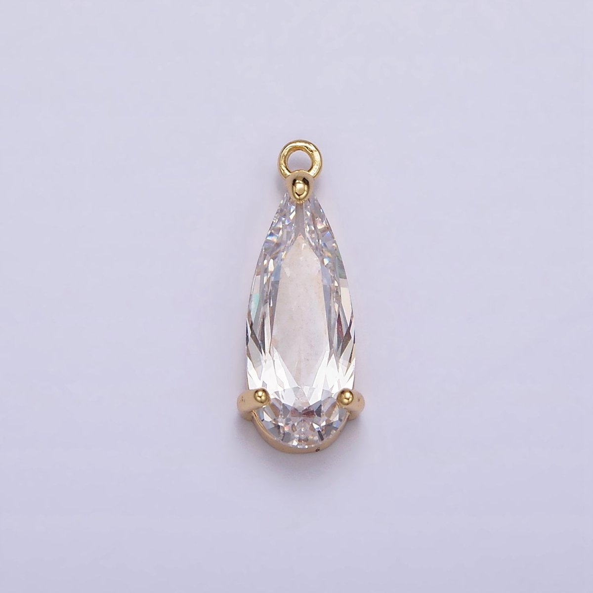 16K Gold Filled 20mm Clear CZ Teardrop Add-On Charm in Gold &amp; Silver | N963