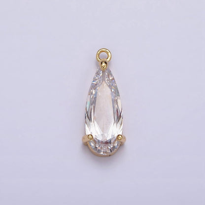 16K Gold Filled 20mm Clear CZ Teardrop Add-On Charm in Gold &amp; Silver | N963