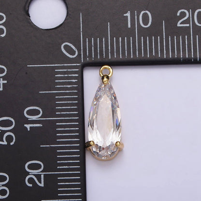 16K Gold Filled 20mm Clear CZ Teardrop Add-On Charm in Gold &amp; Silver | N963